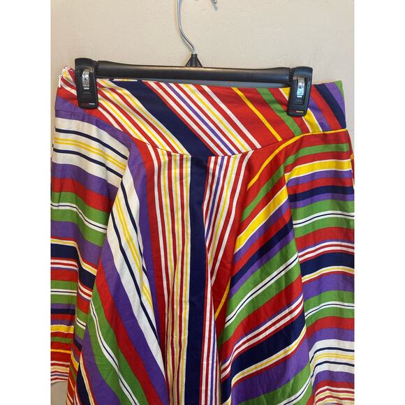 Ralph Lauren Rainbow Striped Multi Color Skater Style Skirt - Oversized Size 2 - Picture 7 of 12